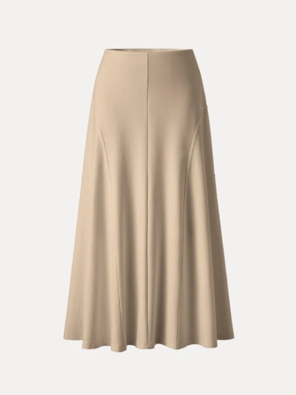 Wrinkle-Resistant A-Line Flared Maxi Skirt - Khaki Brown